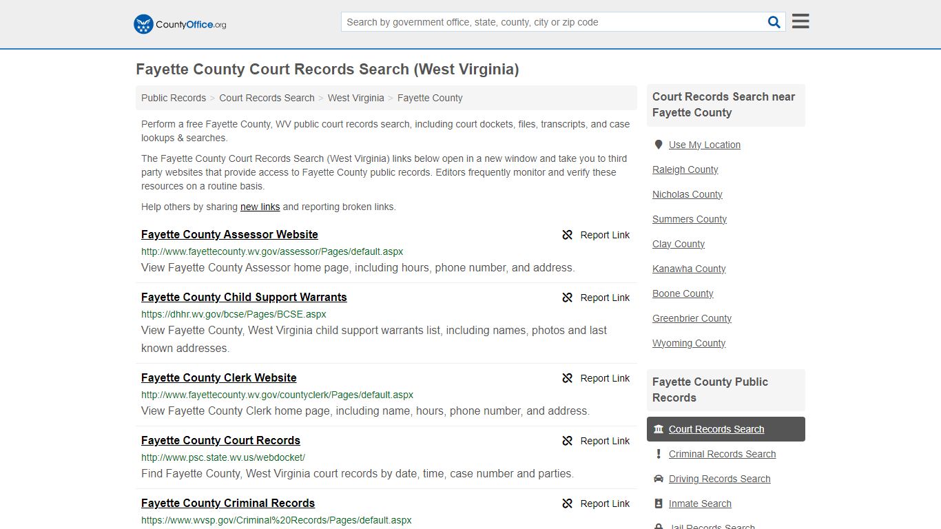 Fayette County Court Records Search (West Virginia) - County Office